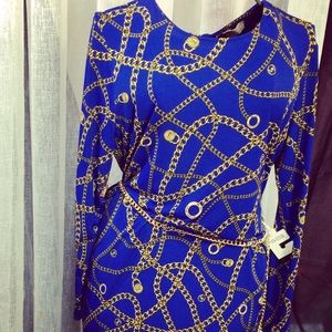 🛍NWT MK royal blue, gold chain design back zipper
